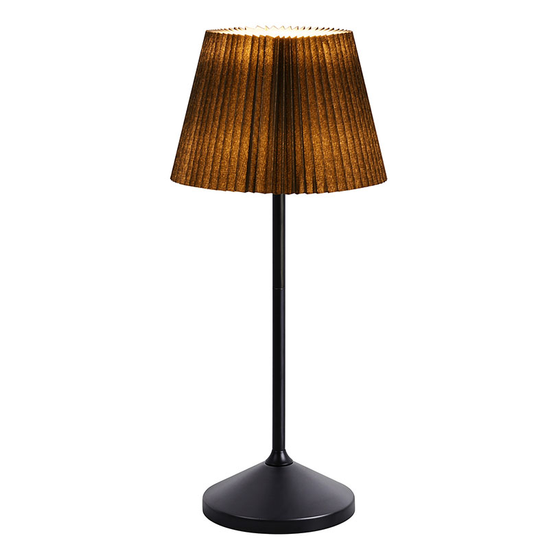 Црна лед стона лампа са абажуром од тканине