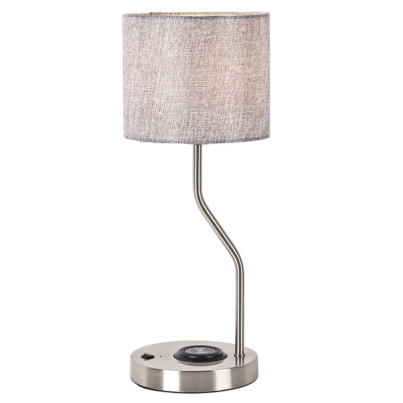 Столна лампа за бежични пуњач телефона са абажуром од тканине